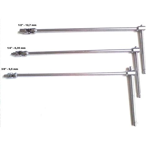 SET CHIAVI A T SNODATE DA 45 CM PER BUSSOLE ATTACCO QUADRO DA 1/2 " 1/4" 3/8