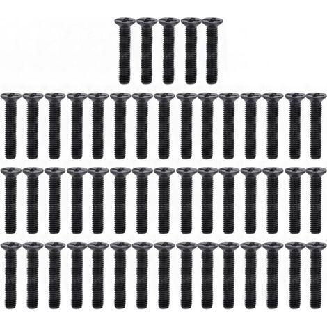 50 Pièces M3 Vis à Tête Fraisée DIN 965 Kit D'assortiment de Vis à Tête Fraisée Galvanisé Noir(M316) (1/4)