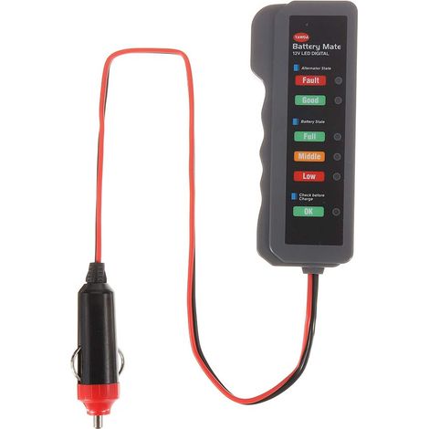 12V Autobatterie-Digitaltester, Lichtmaschinenprüfer, Zigarettenanzünder-Stecker-Diagnosegerät mit 3 LED-Anzeigen