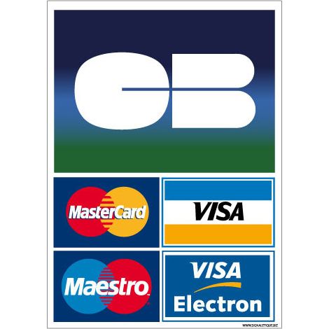 Adhésif Paiement Carte Bancaire – Autocollant CB Visa Mastercard Sans Contact – Sticker commerce 150x210 mm (G1426) (1/4)