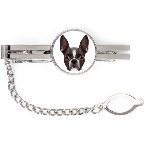 Boston Terrier, Boston Bull Terrier - Pinza de corbata geométrica con foto e inscripción Art-Dog (1/4)