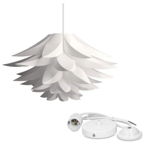 Lampe design lotus - Abat-jour XL à monter - Luminaire IQ plafond - Ensemble avec montage plafonnier câble 90cm douille E27-50 pcs (1/4)
