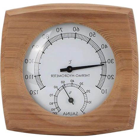 Thermo-Hygrometer aus Holz für die Sauna: Genaue Temperatur- und Feuchtigkeitsmessung (1/5)