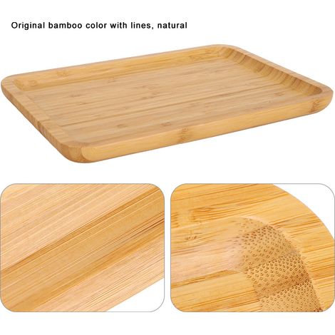 Plateau de service rectangulaire en bambou pour aliments, fruits et gâteaux, idéal pour la cuisine domestique. (1/5)