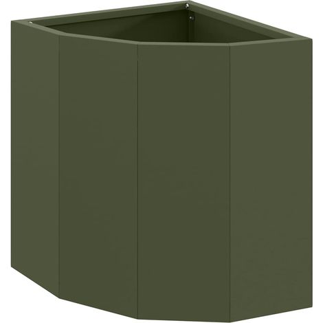 Corner Planter Olive green 30 x 30 x 35 cm Steel vidaXL