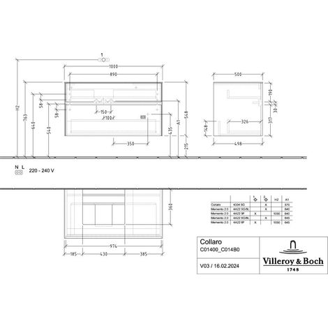 Villeroy & Boch C014B0AH WTUS Collaro C014B0 1000x548x500mm avec