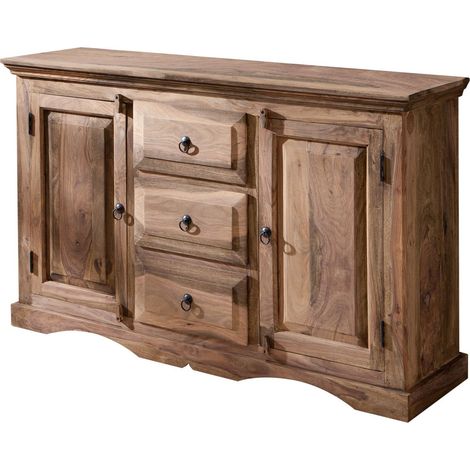 credenza in legno di Sheesham / palissandro 135x40x85 grigio scuro oliato LEEDS 42