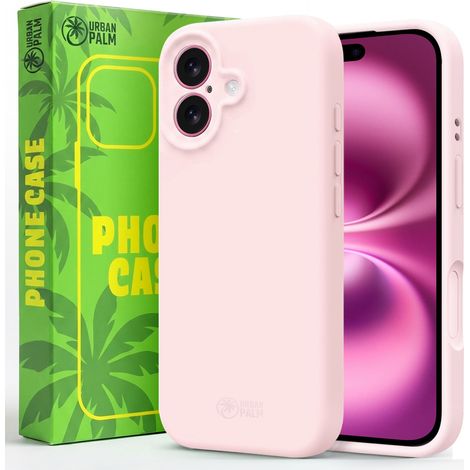 Funda UrbanPalm para iPhone 16, de silicona, compatible con MagSafe, color rosa empolvado. (1/5)