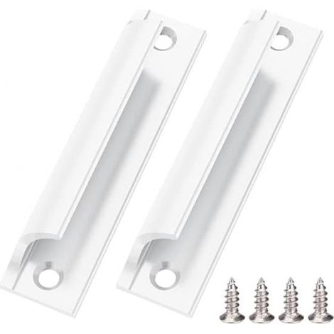 Poignées blanches à visser (lot de 2) pour armoires de cuisine et portes coulissantes (1/5)