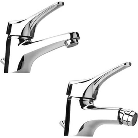 Set miscelatori lavabo + bidet Piralla Ariel ottone cromato con PILETTA DI SCARICO INCLUSA 0RE00088A21 0RE00094A21 (1/3)