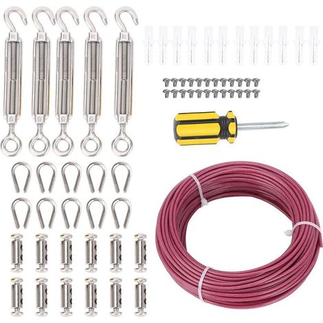 Kit of tensioner of wire to tensioner, cables of rope multi-use, treillis for shade sail, plants of vigne grimpantes, 100 feet, 3mm, violet (1/5)