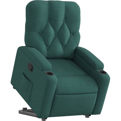 Sillón relax TV cómodo tapizado con función de elevación eléctrica en tela verde oscuro DEC028213 (1/5)