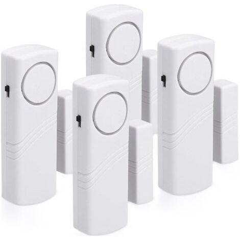 Alarme Porte et Fenêtre - Lot 4x Alarme Sans Fil Anti-Intrusion - Sécurité Maison Contre Cambriolage - Fonctionnement Magnétique - 100 dB