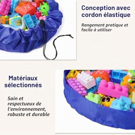 2 PièCes Sac Rangement Jouet Avec Cordon Et Fermer Facilement Rangement Portable Tapis Enfant Pliable RéSistant Tapis Jeu Enfant Jouet Nettoyage Rapide Pour GarçOns Et Filles Vert Bleu (1/3)