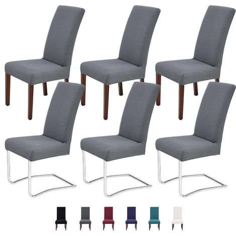 Stuhlhussen 6er Set für Schwingstühle, abnehmbar, waschbar, grau (1/5)