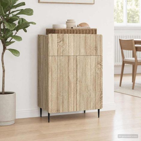 Buffet chêne sonoma avec tiroir et 2 portes, bois d’ingénierie, 66 x 34,5 x 92 cm, 27.74kg - PANGIVO (1/5)
