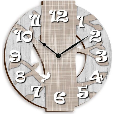 Lupia - Orologio da parete lavorato in legno cm 32X32 TREE BROWN (1/4)