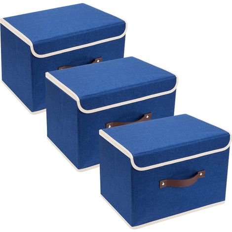 Set de 3 boîtes de rangement pliables bleues