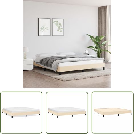 The Living Store Bettgestell ohne Matratze Creme 180x200 cm Stoff - Bettrahmen - Doppelbett - Cremefarbenes Bett - Lattenrost - Boxspringbetten (1/5)