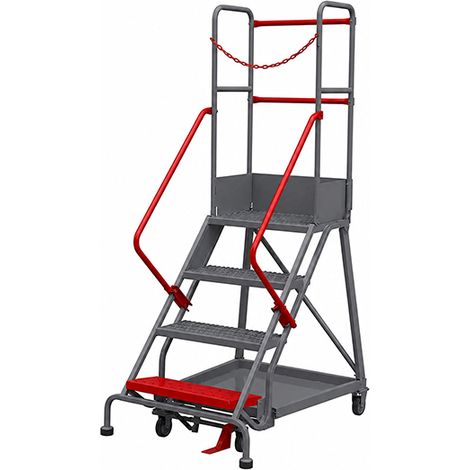 Escabeau roulant 4 marches - Hauteur max. de travail 3.02m - RLC354-NM