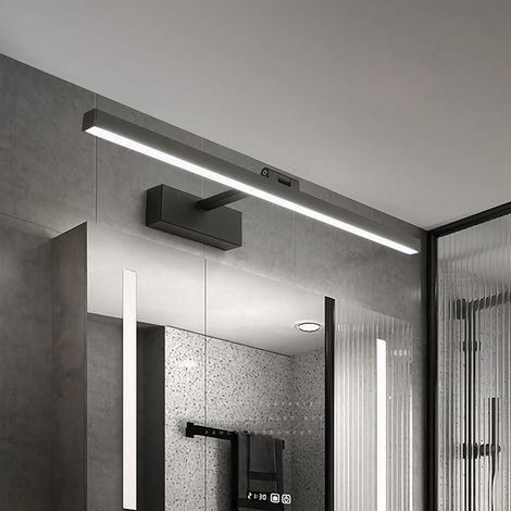 LED Bathroom Mirror Light 50cm, 12W, IP44 Waterproof Bathroom Wall Light 180° Rotatable, Modern Bathroom Mirror Light, Warm White 3000K, Schwarz,Black (1/5)
