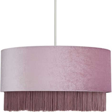 Litecraft Tess Light Shade 35cm Fringed Easy Fit Ceiling Lampshade - Lilac (1/5)