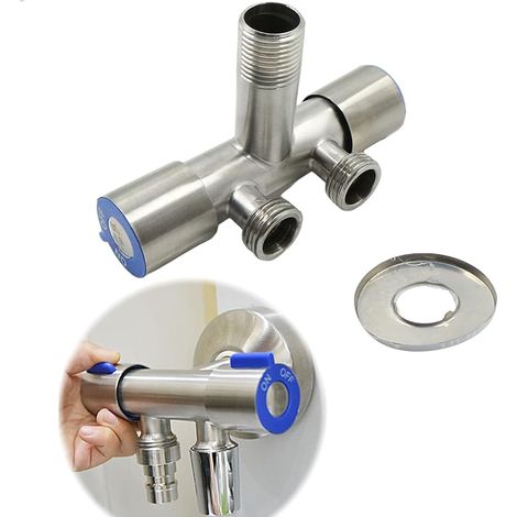 Angle Valve 1/2' - Dual Control Control - Three Way Valve For Bathroom, Toilet, Washbasin, Taps G1/2 (1/5)