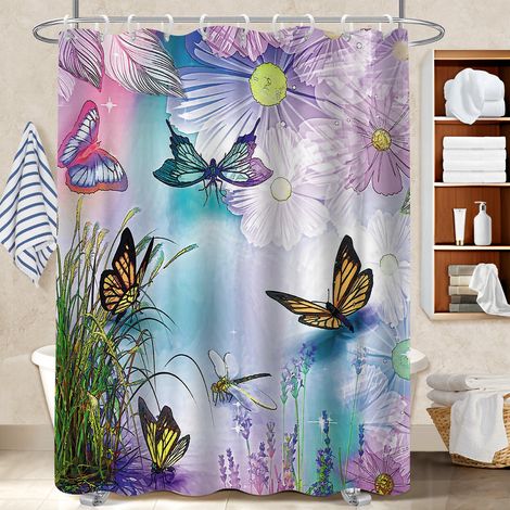 Voile de douche fluide en polyester 180x180 fluide cache baignoire pour une colocation (1/5)
