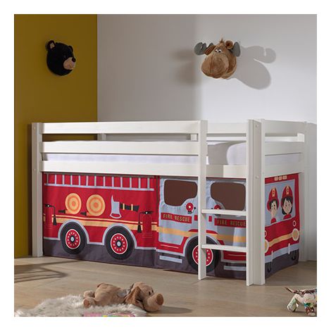 Lit mi-hauteur Charlotte avec tente de lit Fire Truck - blanc (1/6)