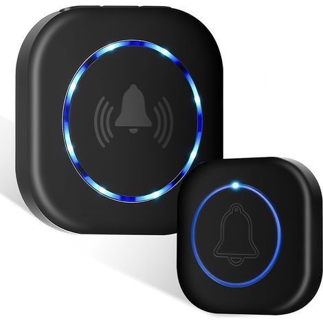 Timbre inalámbrico para exteriores, resistente al agua, con alcance de 300 m, IP44, con receptores enchufables, 38 melodías con un volumen de 0 a 100 dB para casa y oficina.