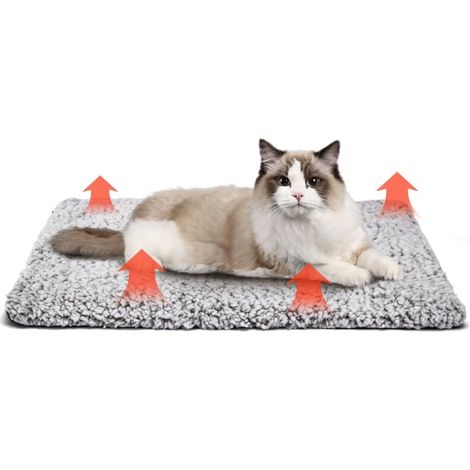 Coussin Auto-Chauffant pour Chat & Chien， Tapis Couverture Thermique Confortable et écologique Lavable Anti-dérapant Etanche， sans électricité & Batteries， 50 x 70cm