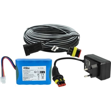 vhbw 1x Alimentation, 1x Batterie 3000 mAh, 1x Câble basse tension 30 m remplacement pour Husqvarna 589 58 62-01, 584 85 28-02 pour tondeuse à gazon