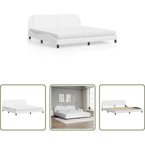 Kunstlederbett - Bett mit Matratze "Zadar" Weiß 200x200 cm Kunstleder (1/5)