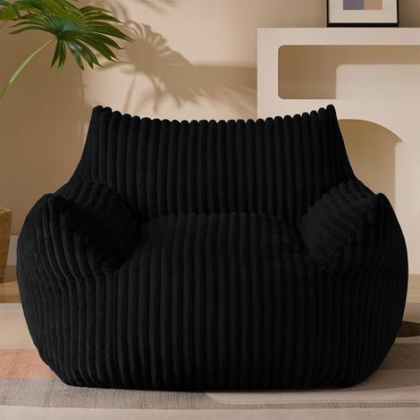Fauteuil bean bag avec accoudoirs, canapé sol en peluche synthétique doux, fauteuil incliné confortable pour salon et chambre à coucher