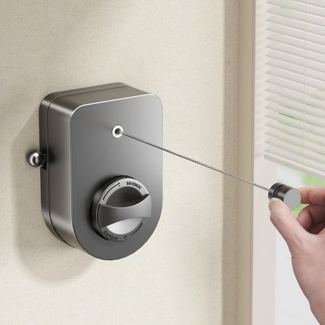 Fil Linge Extérieur Retractable Support Mural, Extensible Corde A Linge Retractable Interieur Etendoir Linge Exterieur Etendoir Mural Exterieur Sechoir avec Tringle Suspendue- 4.2m(Gris) (1/5)