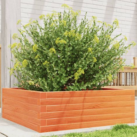Jardinera de madera maciza pino marrón cera 70x70x23 cm (1/5)