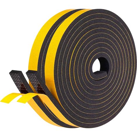 piezas - Sello de espuma de goma adhesiva para aislamiento de ventanas, sello de entrada de puerta, 1 rollo de 25 mm x 10 mm x 2 m, sello de tira multifuncional, protección de muebles - Película de es (1/5)