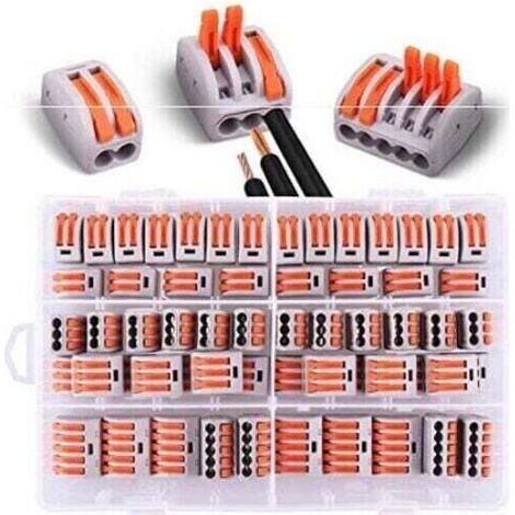 60 pièces Connecteurs électriques avec levier de commande,30pcs 2 entrées, 20pcs 3 entrées,10pcs 5 entrées Blanc (2/3/5) (1/4)