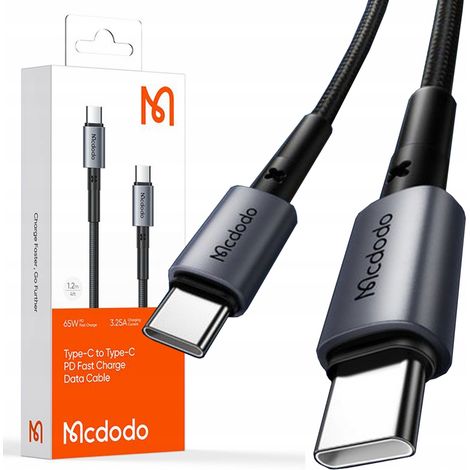 Cable USB-C de carga rápida Mcdodo para Samsung y Apple, USB tipo C, 3A, 65W, 1M