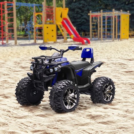 Quad eléctrico de 12 V para niños de 3 a 5 años, 3-8 km/h, coche eléctrico infantil con batería de 10 Ah, música, MP3, USB, tarjeta TF, faros y pedales, en PP y metal, 100 x 65 x 73 cm, azul