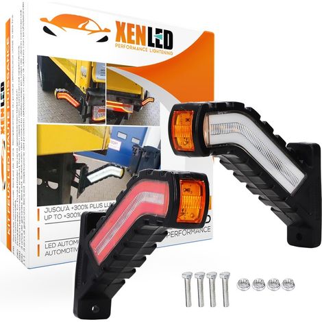 2x Feux de gabarit latéraux + Clignotant LED dynamique pour camion, camping-car, bus, bateau, remorque 12V-24V