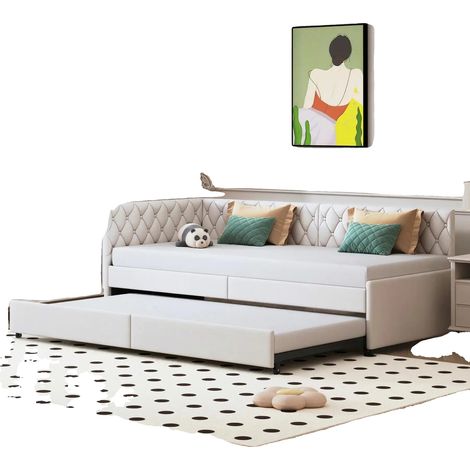 Sofá cama, diseño extensible, estética contemporánea, color beige, 90 x 200 cm. (1/2)