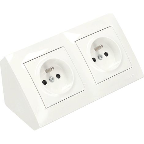 Simon – Boîtier de protection pour prise électrique – Boîte d'angle en saillie 2 postes – Pour cadres haut de gamme – Couleur blanche