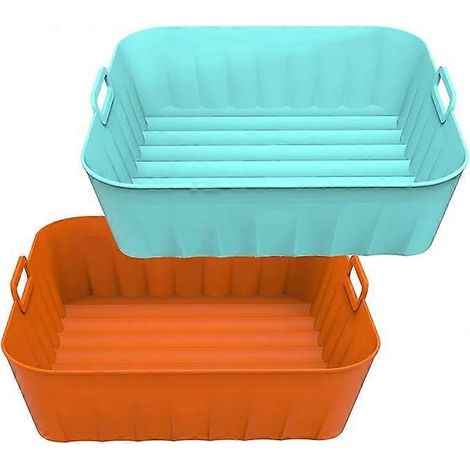 Lot de 2 paniers en silicone pour friteuse à air chaud, récipient en silicone de 21 cm, accessoire pour friteuse à air chaud, compatible avec les friteuses à air chaud, les fours à micro-ondes, les mo (1/5)