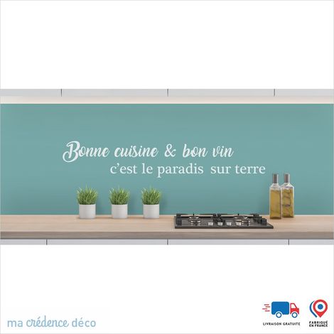 Crédence : Bonne cuisine et bon vin 2 - Couleur Bleu turquoise - Alu composite - 60 - 180 (1/3)