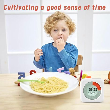 Timer visivo per bambini, timer da 60 minuti con conto alla rovescia, cronometro, orologio e sveglia con allarme acustico/silenzioso, per bambini e adulti, per cucina, scuola, ufficio (bianco) (1/4)