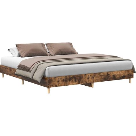 Maison Exclusive - Bettgestell ohne Matratze Räuchereiche 160x200