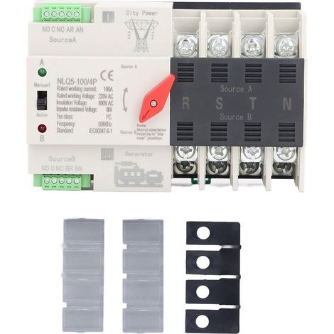 Commutateur de transfert automatique double puissance AC220V, 4P, générateur de commutation milliseconde, ATS 100A (1/5)