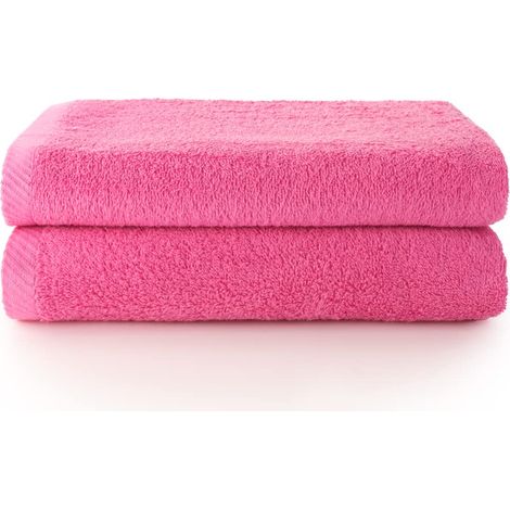 Lot de 2 Grandes Serviettes de Bain - Grandes Serviettes de Douche - Serviette de Bain de 100 x 150 cm - Fraise (1/5)
