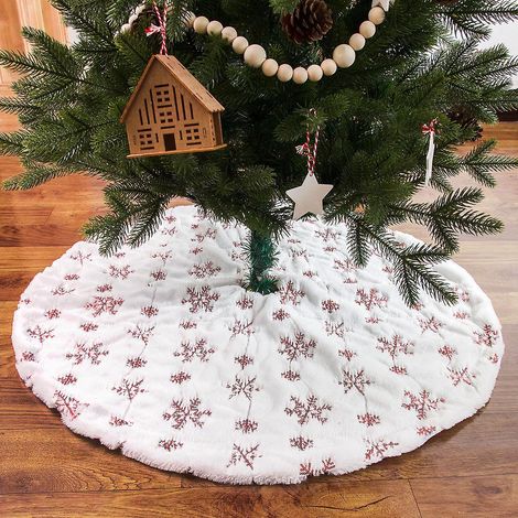 90cm Jupe Sapin De Nol,flocons De Neige Peluche Couvre Pied Sapin Noel, Arbre De Noel Decoration, Joyeux Nol Jupe D'arbre Tapis Pour Sapin Pour No